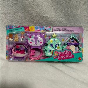 Polly Pocket Holiday Connects Bundle, Micro Doll Accessories, & Pet Play Set NEW